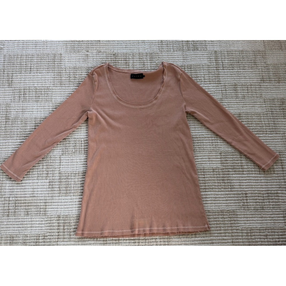 Hatch Maternity Ribbed Long Sleeve Scoop Neck Top Clay Pink Size 2